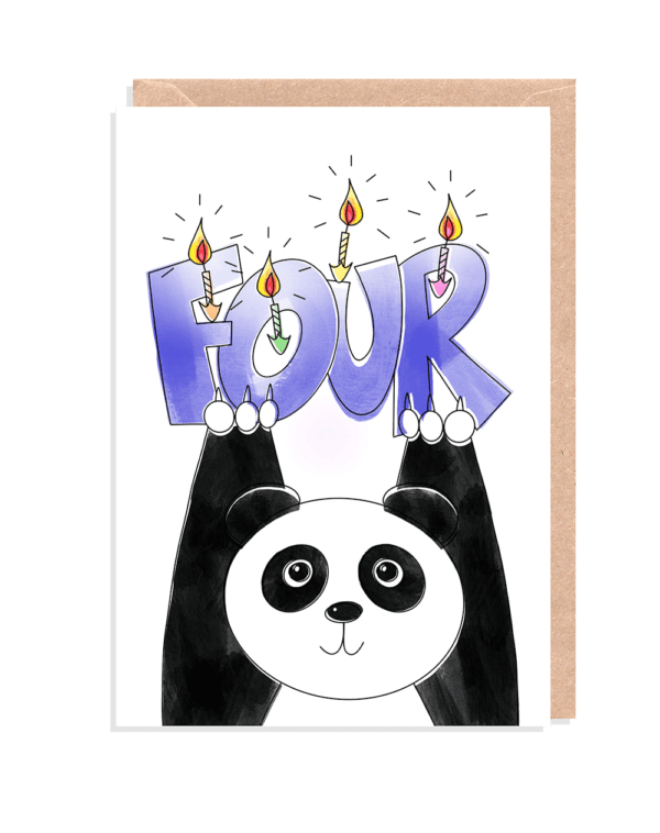 Age Four Panda Birthday Card